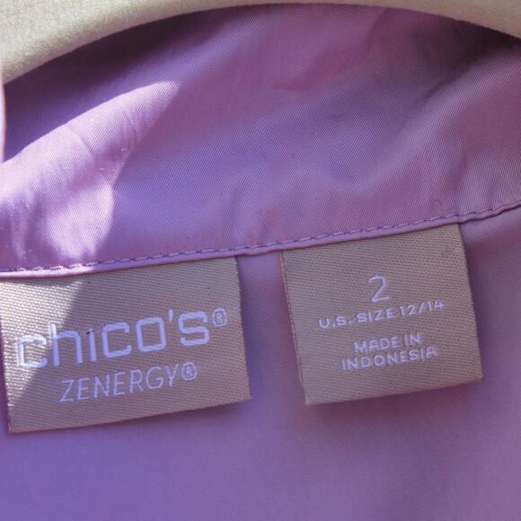 Chico's Zenergy Women's Jacket Lightweight Windbreaker Purple Size 12-14 - Picture 11 of 16
